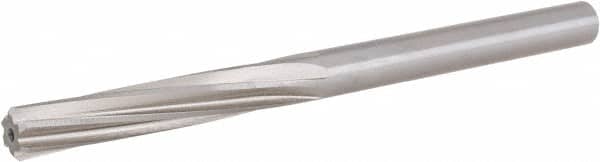 Hertel - Letter K High Speed Steel 6 Flute Chucking Reamer - Spiral Flute, 9/32" Straight Shank, 1-1/2" Flute Length, 4-1/4" OAL - Benchmark Tooling