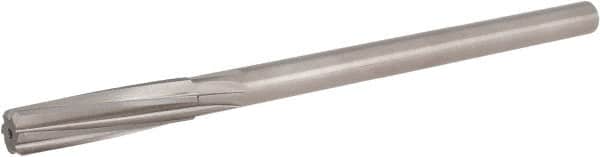 Hertel - 19/32" High Speed Steel 8 Flute Chucking Reamer - Spiral Flute, 0.4355" Straight Shank, 2" Flute Length, 8" OAL - Benchmark Tooling