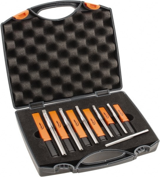 Hertel - #7/0 to #0 Pin, 0.0666 to 0.1638" Diam, 0.0497 to 0.1287" Small End, Straight Shank, Taper Pin Reamer Set - Benchmark Tooling