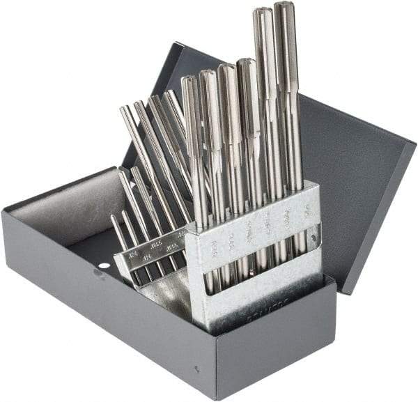 Hertel - 0.124" to 0.501", Chucking Reamer Set - Straight Flute, Right Hand Cut, 14 Pieces - Benchmark Tooling