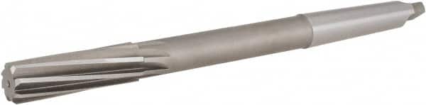 Hertel - 27/32" High Speed Steel 12 Flute Chucking Reamer - Spiral Flute, 2MT Morse Taper Shank, 2-1/2" Flute Length, 9-1/2" OAL - Benchmark Tooling