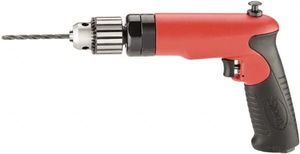 Air Drill: 3/8″ Keyed Chuck, Reversible Pistol Grip, 2,000 RPM, 1 hp