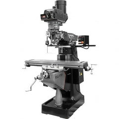 Jet - 9" Table Width x 49" Table Length, Electronic Variable Speed Control, 3 Phase Knee Milling Machine - R8 Spindle Taper, 3 hp - Benchmark Tooling