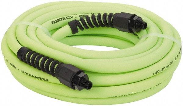 Legacy - 3/8" ID x 0.61" OD 25' Long Multipurpose Air Hose - MNPT x MNPT Ends, 300 Working psi, 150°, 1/4" Fitting, Green - Benchmark Tooling