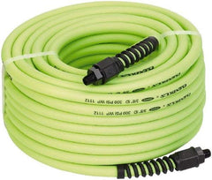 Legacy - 3/8" ID x 0.61" OD 50' Long Multipurpose Air Hose - MNPT x MNPT Ends, 300 Working psi, 150°, 1/4" Fitting, Green - Benchmark Tooling