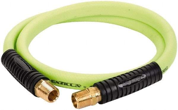 Legacy - 1/2" ID x 0.74" OD 4' Long Lead-In Whip Hose - FNPT x MNPT Swivel Ends, 300 Working psi, 140°, 1/2" Fitting, Green - Benchmark Tooling