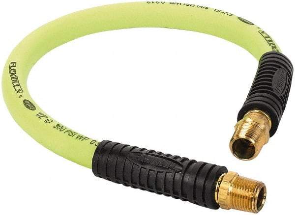 Legacy - 1/2" ID x 0.74" OD 2' Long Lead-In Whip Hose - FNPT x MNPT Swivel Ends, 300 Working psi, 140°, 1/2" Fitting, Green - Benchmark Tooling