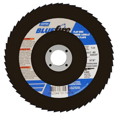 Norton - 40 Grit, 7" Disc Diam, 7/8" Center Hole, Type 29 Zirconia Alumina Flap Disc - 8,600 Max RPM, Cloth Backing, Arbor Attaching System, Coated - Benchmark Tooling