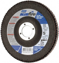 Norton - 80 Grit, 5" Disc Diam, 7/8" Center Hole, Type 29 Zirconia Alumina Flap Disc - 12,000 Max RPM, Cloth Backing, Arbor Attaching System, Coated - Benchmark Tooling
