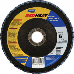 Norton - 60 Grit, 6" Disc Diam, 7/8" Center Hole, Type 29 Ceramic Alumina Flap Disc - 10,200 Max RPM, Cloth Backing, Arbor Attaching System, Coated - Benchmark Tooling