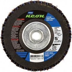 Norton - 80 Grit, 5" Disc Diam, 5/8-11 Center Hole, Type 29 Ceramic Alumina Flap Disc - 12,000 Max RPM, Polyester Backing, Arbor Attaching System, Coated - Benchmark Tooling