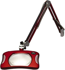 O.C. White - 43 Inch, Spring Suspension, Clamp on, LED, Blaze Red, Magnifying Task Light - 8 Watt, 7.5 and 15 Volt, 2x Magnification, 5-1/4 Inch Wide, 7 Inch Long - Benchmark Tooling