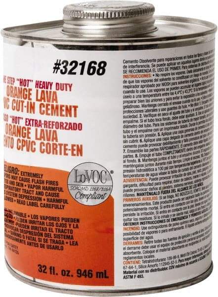 Oatey - 32 oz All-Purpose Medium Bodied Cement - Orange, Use with PVC & CPVC - Benchmark Tooling