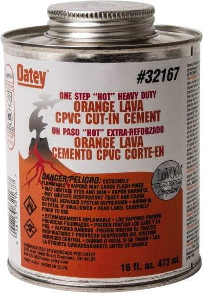 Oatey - 16 oz All-Purpose Medium Bodied Cement - Orange, Use with PVC & CPVC - Benchmark Tooling