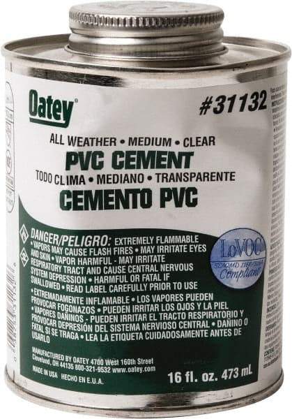 Oatey - 16 oz All-Purpose Medium Bodied Cement - Clear, Use with PVC - Benchmark Tooling