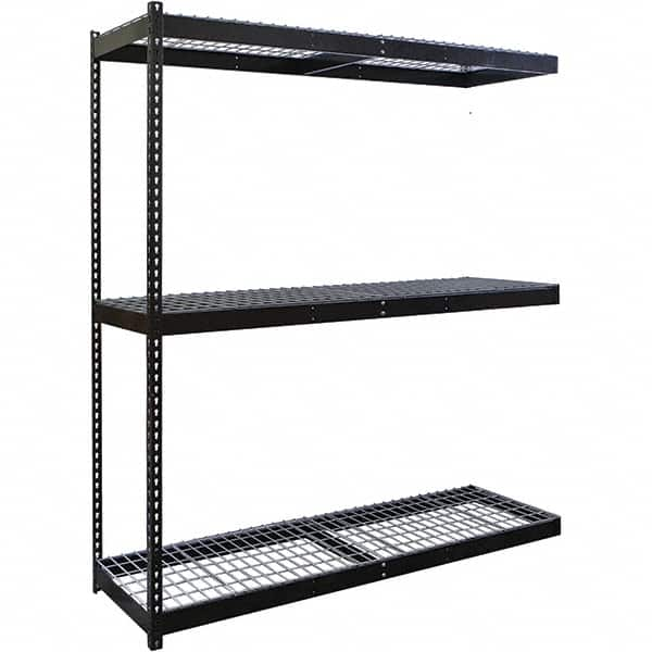 Hallowell - 3 Shelf Add-On Wire Deck Open Steel Shelving - 1 Lb Capacity, 60" Wide x 84" High x 24" Deep, Black - Benchmark Tooling