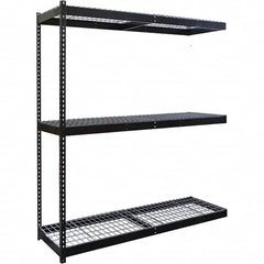 Hallowell - 3 Shelf Add-On Wire Deck Open Steel Shelving - 500 Lb Capacity, 48" Wide x 84" High x 48" Deep, Black - Benchmark Tooling