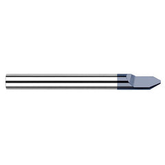 Engraving Cutters - 0.2500″ (1/4″) Shank Diameter × 0.0100″ Flat × 60° included Carbide Tipped Engraver, 1 Flute, AlTiN Coated - Exact Industrial Supply