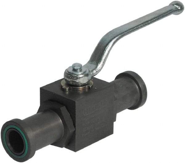 HYDAC - 3/4" Pipe, Full Port, Carbon Steel Full Port Ball Valve - Inline - Two Way Flow, SAE x SAE Ends, Offset Handle, 3,000 WOG - Benchmark Tooling