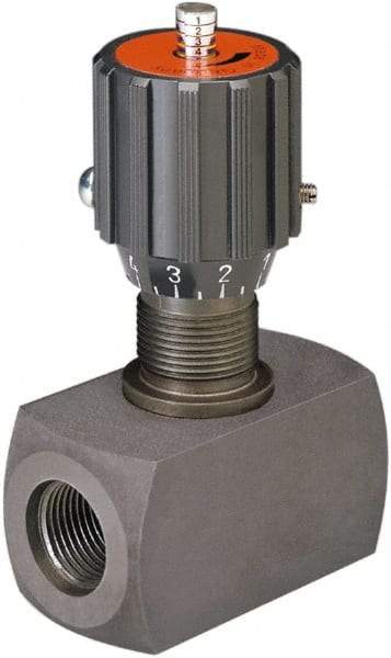 HYDAC - 1/4" Pipe, Inline Flow Control Needle Valve - SAE Ends, Carbon Steel Valve, 5,000 Max psi - Benchmark Tooling