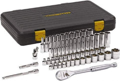 GearWrench - 56 Piece 3/8" Drive Chrome Finish Deep Well Socket Set - 6 Points, 1/4" to 1" (6mm to 19mm) Range, Inch/Metric Measurement Standard - Benchmark Tooling