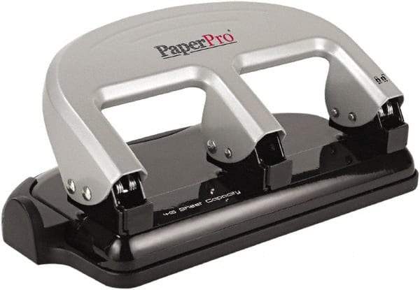 PaperPro - Paper Punches Type: 40 Sheet Manual Three Hole Punch Color: Black/Silver - Benchmark Tooling