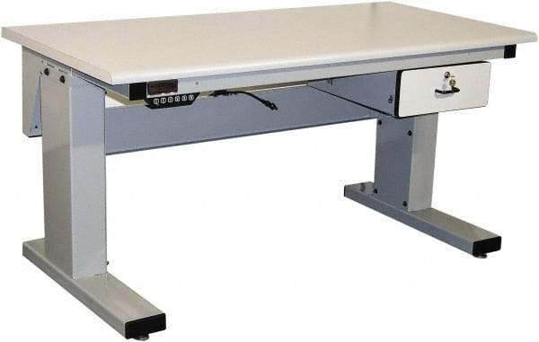 Proline - 72 Wide x 30" Deep x 42-1/2" High, Static Dissipative Workbench - Adjustable Height Legs, Light Gray - Benchmark Tooling