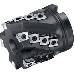 Walter - 2" Cut Diam, 3/4" Arbor Diam, 46mm Max Depth of Cut, Indexable Square-Shoulder Face Mill - 90° Lead Angle, 65mm High, XNHX1306..R & LNHX120604R Insert Compatibility, Through Coolant, Series M3255 - Benchmark Tooling