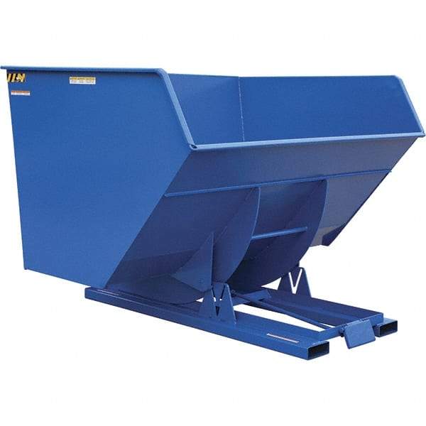 Vestil - 6,000 Lb Load Capacity, 5 Cu Yd, Steel Self-Dumping Hopper - 90" Wide x 79-3/8" Long x 64-3/8" High, Blue - Benchmark Tooling