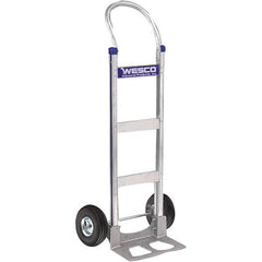 Wesco Industrial Products - 600 Lb Capacity 49" OAH Hand Truck - 14 x 7-1/2" Base Plate, Swept Back, Continuous Handle, Aluminum, Full Pneumatic Wheels - Benchmark Tooling