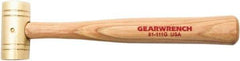 GearWrench - 1 Lb Nonsparking Brass Hammer - 10-1/2" OAL, 1-1/4" Face Diam, Hickory Handle - Benchmark Tooling