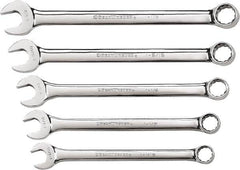 GearWrench - 5 Piece, 1-1/16" to 1-1/2", 12 Point Combination Wrench Set - Inch Measurement Standard, Chrome Finish - Benchmark Tooling