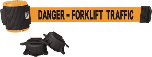 Banner Stakes - 30' Long x 2-1/2" Wide Nylon/Polyester Magnetic Wall Mount Barrier - Black on Orange - Benchmark Tooling