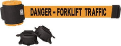 Banner Stakes - 30' Long x 2-1/2" Wide Nylon/Polyester Magnetic Wall Mount Barrier - Black on Orange - Benchmark Tooling