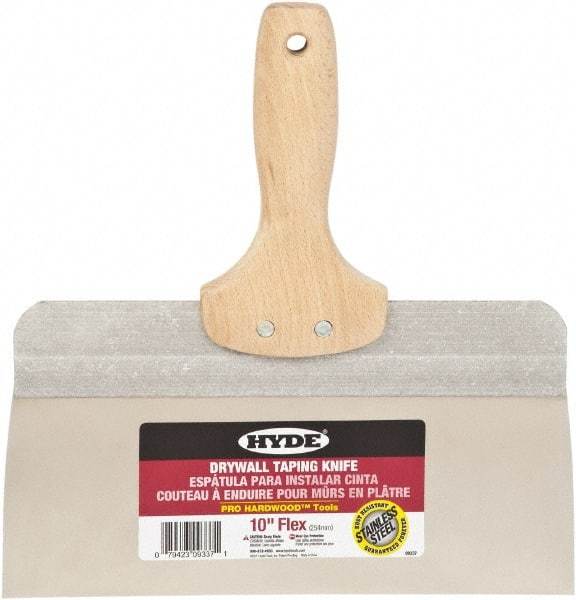 Hyde Tools - 10" Wide Flexible Blade Stainless Steel Joint Knife - Flexible, Hardwood Handle - Benchmark Tooling