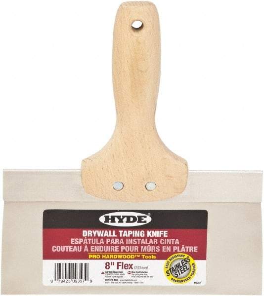 Hyde Tools - 8" Wide Flexible Blade Stainless Steel Joint Knife - Flexible, Hardwood Handle - Benchmark Tooling