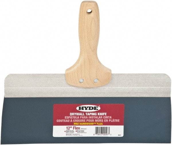 Hyde Tools - 12" Wide Flexible Blade Steel Joint Knife - Flexible, Hardwood Handle - Benchmark Tooling