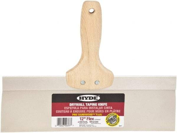 Hyde Tools - 12" Wide Flexible Blade Stainless Steel Joint Knife - Flexible, Hardwood Handle - Benchmark Tooling