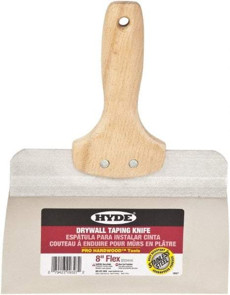 Hyde Tools - 8" Wide Flexible Blade Stainless Steel Joint Knife - Flexible, Hardwood Handle - Benchmark Tooling