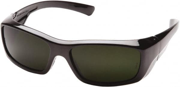 PYRAMEX - Green Lenses, Framed Safety Glasses - Scratch Resistant, Black Nylon Frame, Size Universal, Wrap Around - Benchmark Tooling