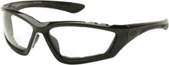 PYRAMEX - Clear Lenses, Framed Safety Glasses - Anti-Fog, Scratch Resistant, Black Nylon Frame, Size Universal, Wrap Around - Benchmark Tooling