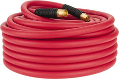 PRO-SOURCE - 1/2" ID x 0.7874" OD 100' Long Multipurpose Air Hose - MNPT x MNPT Ends, 300 Working psi, -40 to 180°F, 1/2" Fitting, Red - Benchmark Tooling