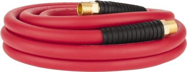 PRO-SOURCE - 1/2" ID x 0.7874" OD 25' Long Multipurpose Air Hose - MNPT x MNPT Ends, 300 Working psi, -40 to 180°F, 1/2" Fitting, Red - Benchmark Tooling