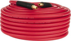 PRO-SOURCE - 3/8" ID x 0.6496" OD 100' Long Multipurpose Air Hose - MNPT x MNPT Ends, 300 Working psi, -40 to 180°F, 1/4" Fitting, Red - Benchmark Tooling