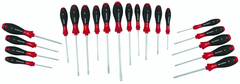 20 Piece - SoftFinish® Cushion Grip Screwdriver Set - #30299 - Includes: Slotted 3.0 - 8.0mm Phillips #0 - 2 Square # 1 - 3 PoziDriv #1 - 2 Torx® T6 - T30 - Benchmark Tooling