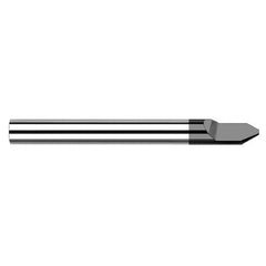 Engraving Cutters - 0.1250″ (1/8″) Shank Diameter × 0.0100″ Flat × 90° included Carbide Tipped Engraver, 1 Flute, Amorphous Diamond Coated - Exact Industrial Supply