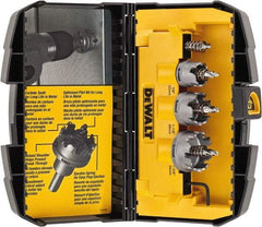 DeWALT - 5 Piece, 7/8" to 1-3/8" Saw Diam, Hole Saw Kit - Carbide-Tipped, Toothed Edge, Includes 3 Hole Saws - Benchmark Tooling