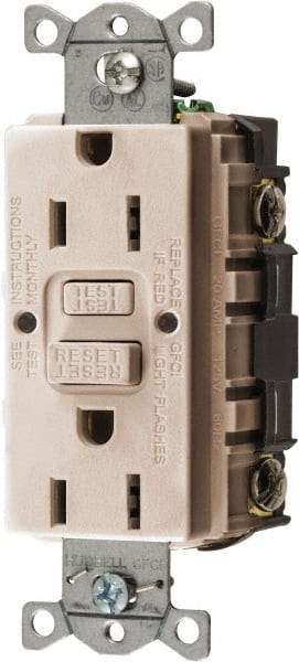 Hubbell Wiring Device-Kellems - 1 Phase, 5-15R NEMA, 125 VAC, 15 Amp, GFCI Receptacle - 2 Pole, Back and Side Wiring, Commercial Grade - Benchmark Tooling