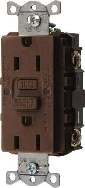 Hubbell Wiring Device-Kellems - 1 Phase, 5-15R NEMA, 125 VAC, 15 Amp, GFCI Receptacle - 2 Pole, Back and Side Wiring, Commercial Grade - Benchmark Tooling