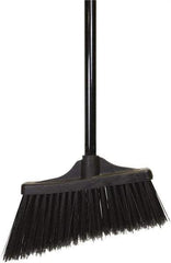 O-Cedar - 10" Wide, Black PET Bristles, 48" Metal Handle, Angled Broom - Flagged - Benchmark Tooling